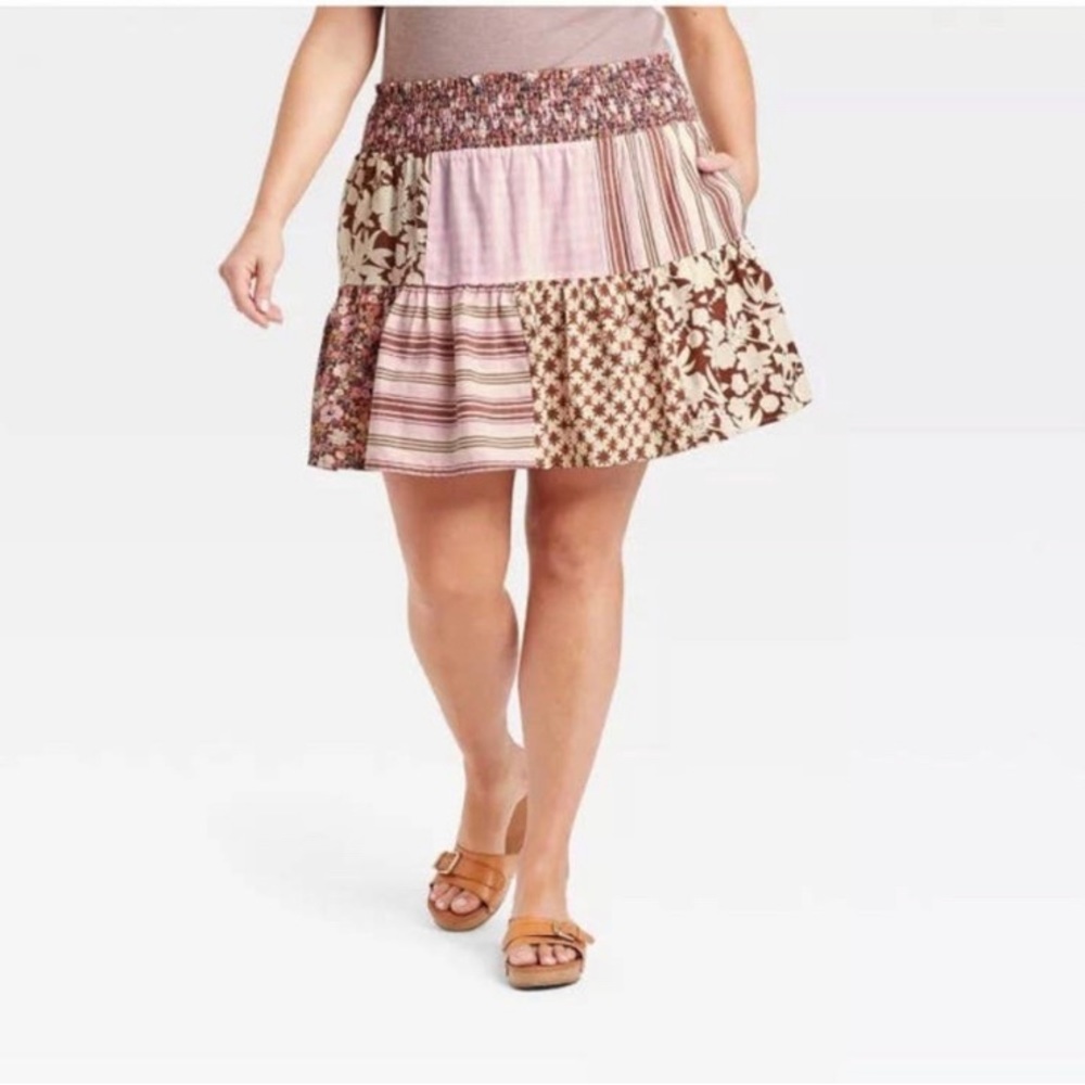Universal Thread Multicolor Patchwork Mini Skirt Size XXL NWT